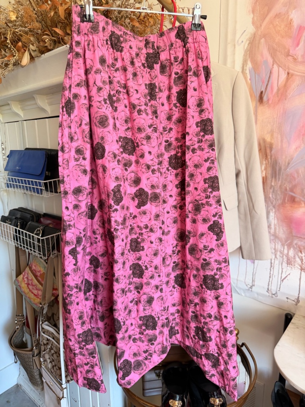 Ganni Pink Floral Maxi Skirt